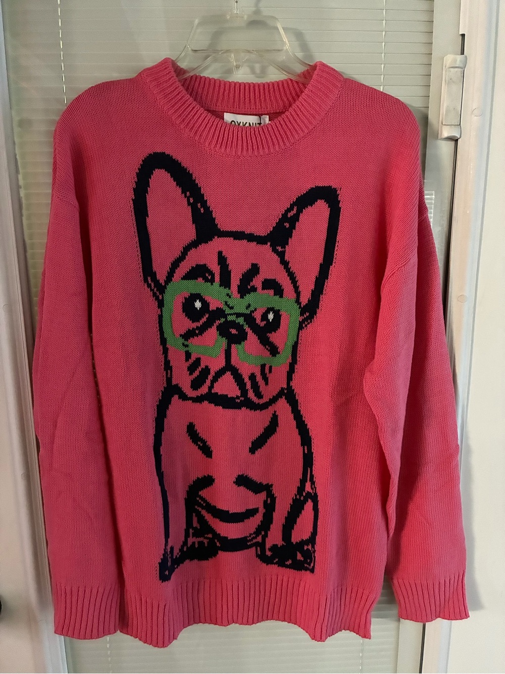Hot Pink Graphic French Bulldog Crewneck Sweater